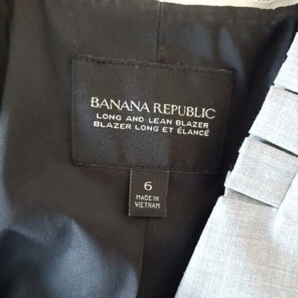 BANANA REPUBLIC Long & Lean Blazer Light Grey Ruffle Sz 6 - Picture 7 of 8